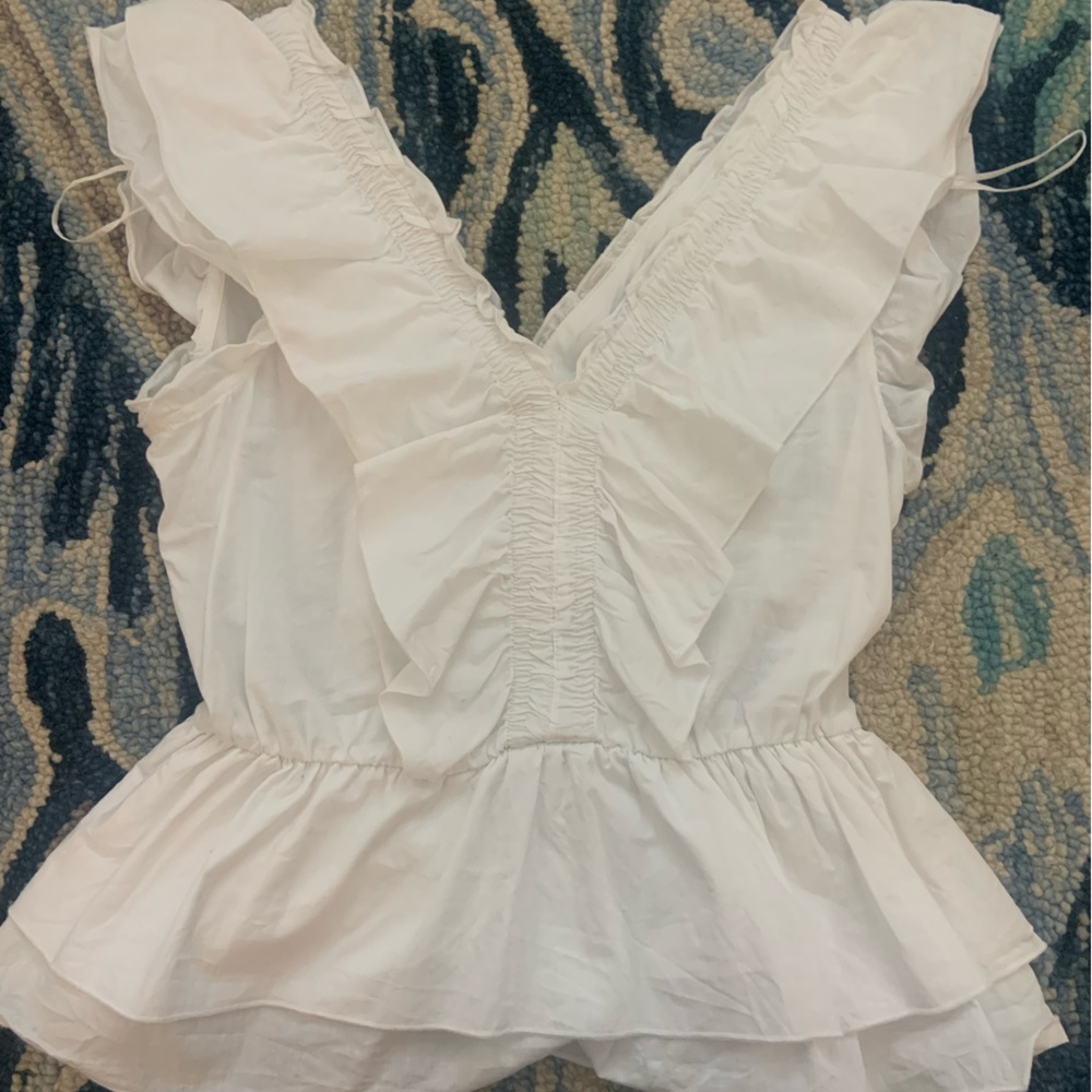 White ruffle top